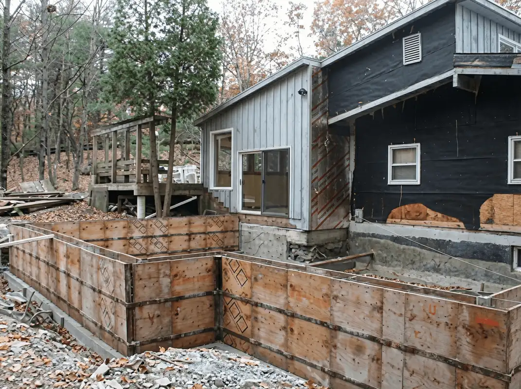 Prepared site with foundation forms for home remodeling and addition project in Fort Lauderdale, FL